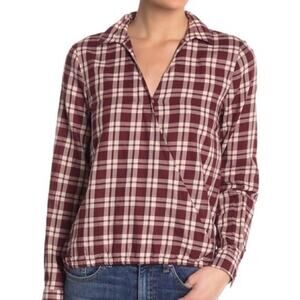 Madewell Arion Plaid Shirt Cabernet Womens  Burgundy Tan XS NEW